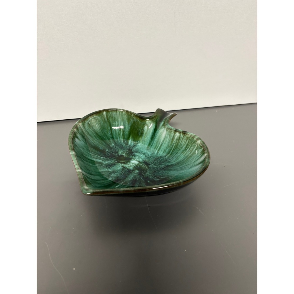 Vintage Blue Mountain Drip Glaze Pottery Canada Leaf Trinket Dish Cottage Core